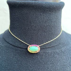 KENDRA SCOTT ELISA TURQUOISE BEADED GOLD CHAIN RAINBOW THREAD NECKLACE